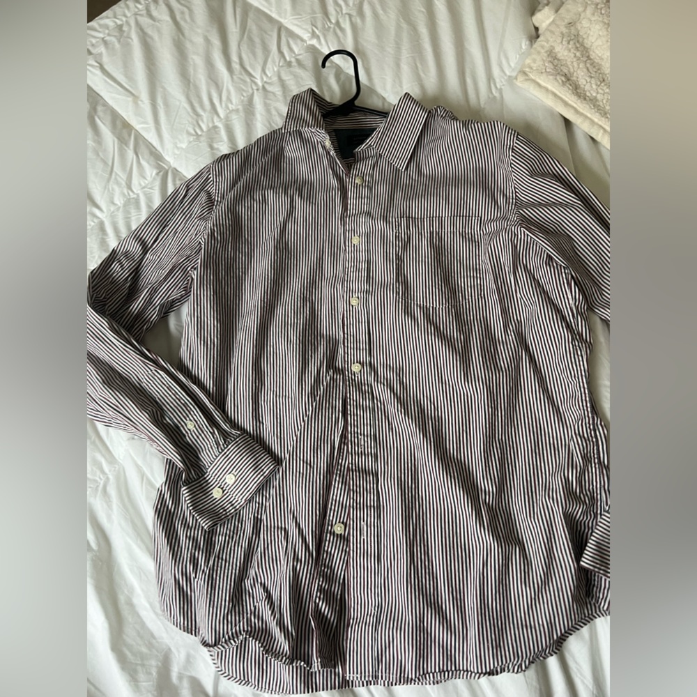 Banana Republic Black and White Striped Casual Shirt